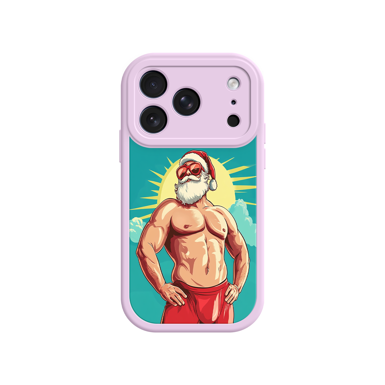 iPhone case with strong Santa and sunburst