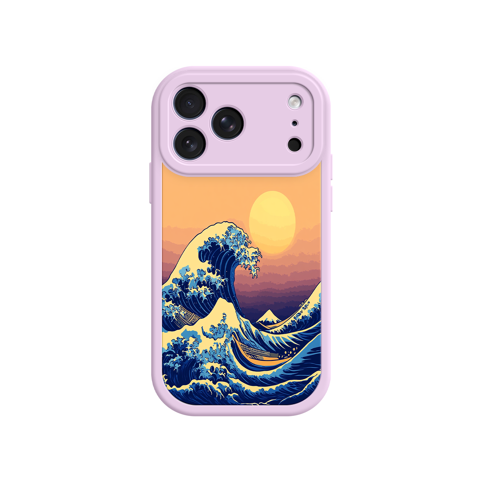 Great Wave Sunset iPhone Case – Japanese Art with Ocean & Mountain Design