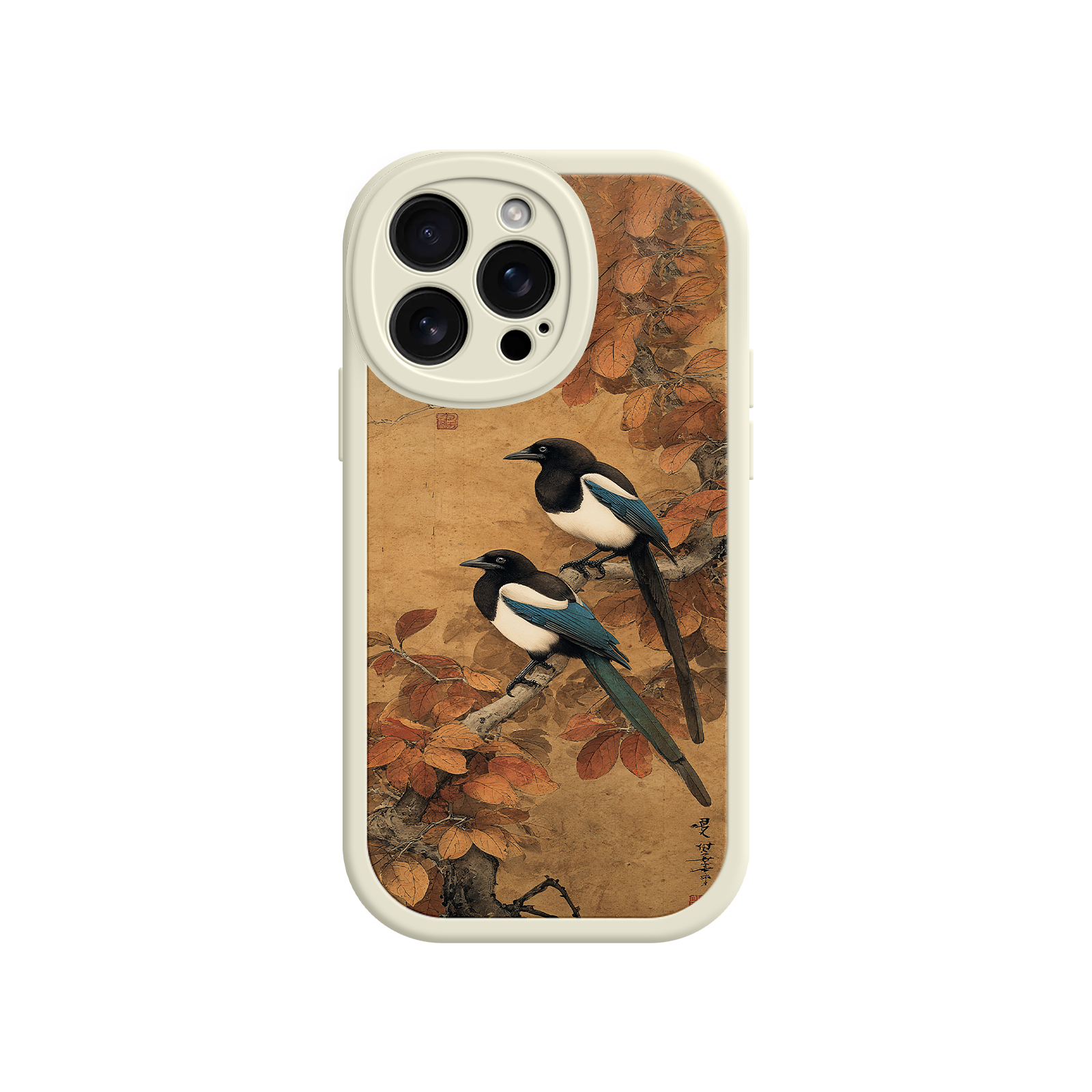 Nature-inspired iPhone case with traditional bird art