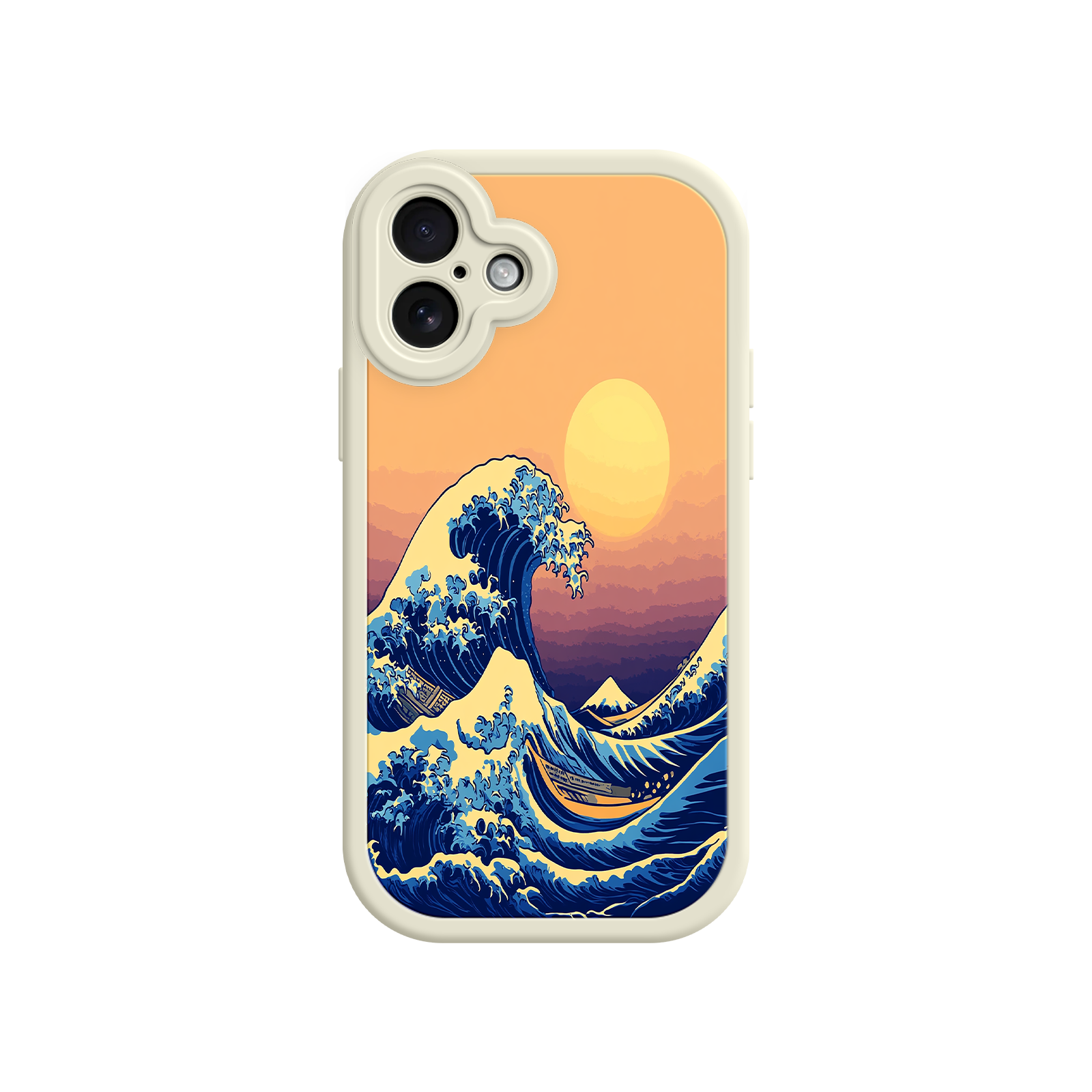 Great Wave Sunset iPhone Case – Japanese Art with Ocean & Mountain Design