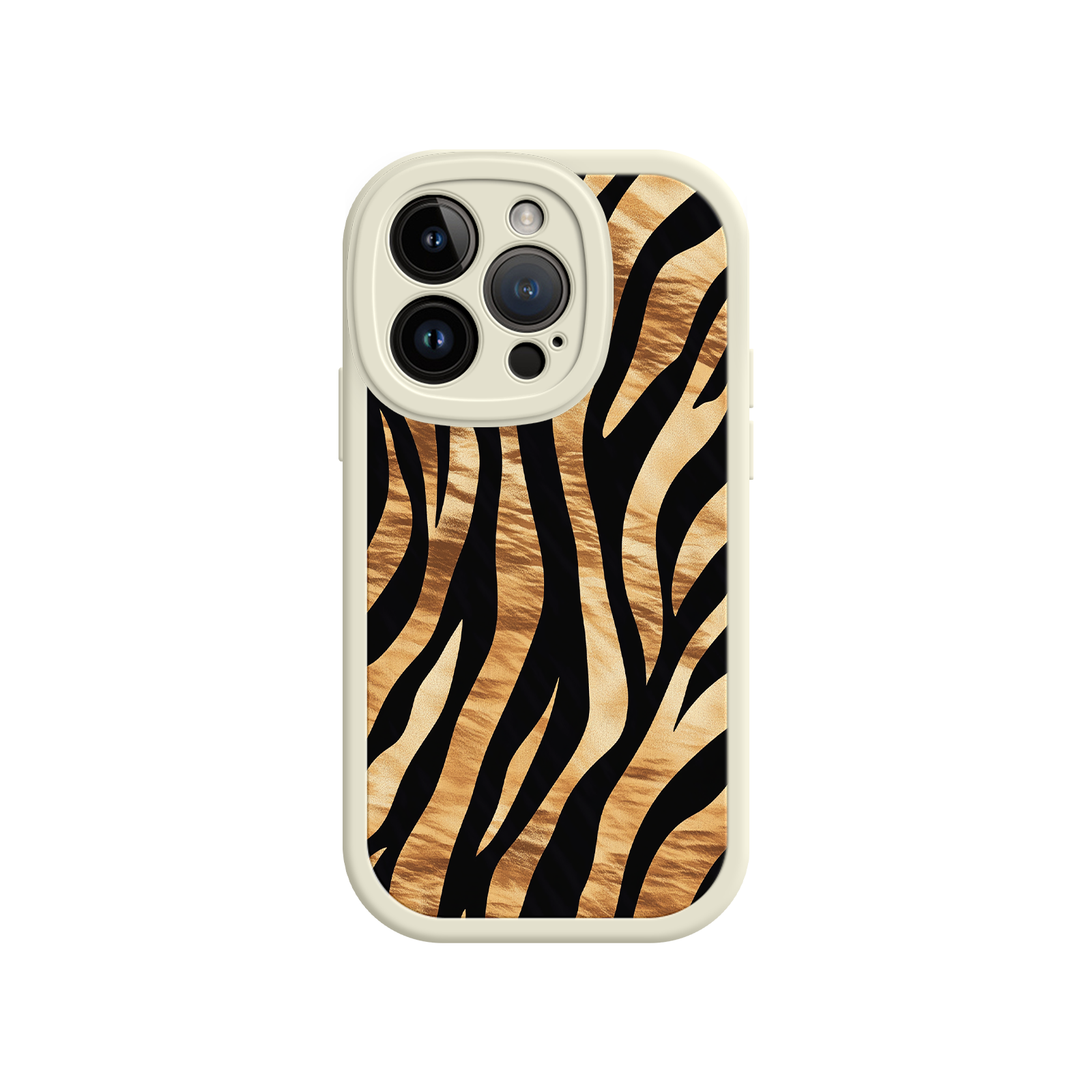 Tiger Stripe iPhone Case – Bold Animal Print with Olive Green Frame