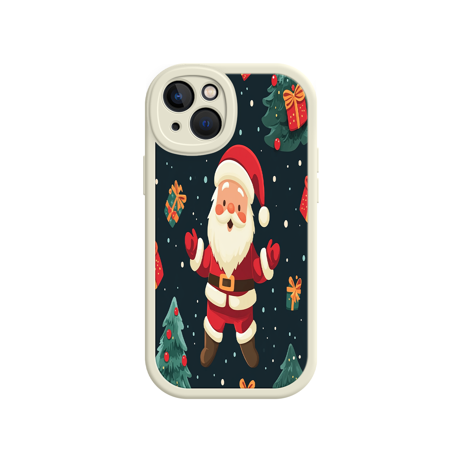 Festive Santa iPhone 17 Case – Christmas Holiday Design, Jolly Santa Claus, Gift Boxes & Trees