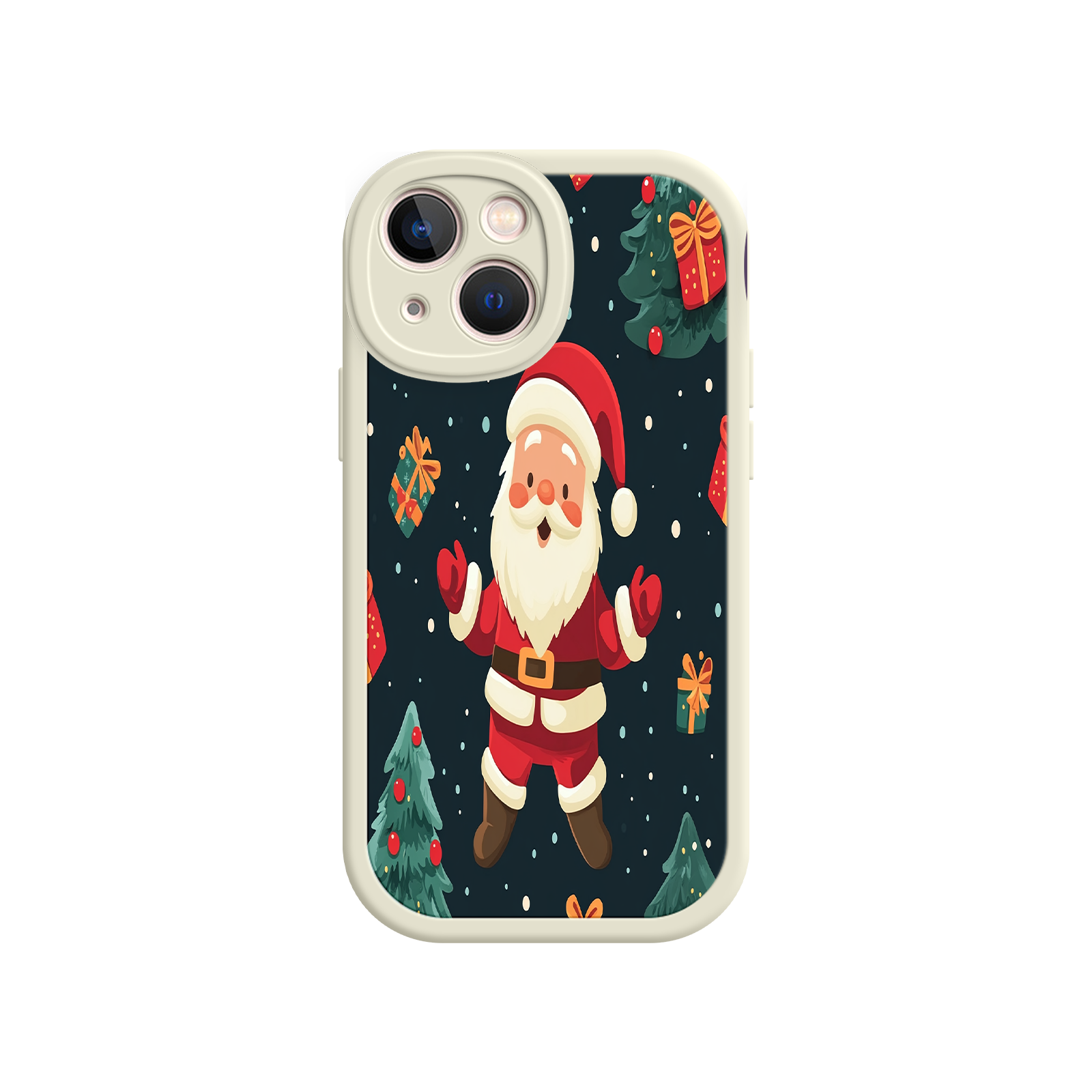Festive Santa iPhone 17 Case – Christmas Holiday Design, Jolly Santa Claus, Gift Boxes & Trees
