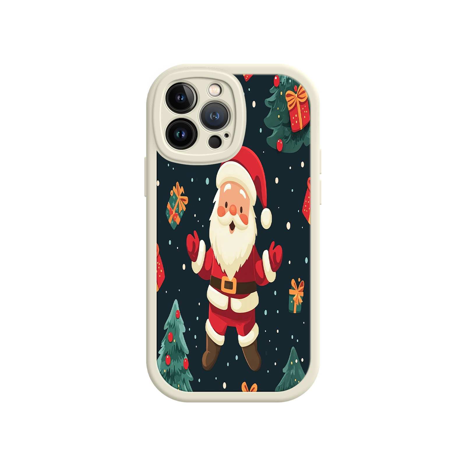 Festive Santa iPhone 17 Case – Christmas Holiday Design, Jolly Santa Claus, Gift Boxes & Trees