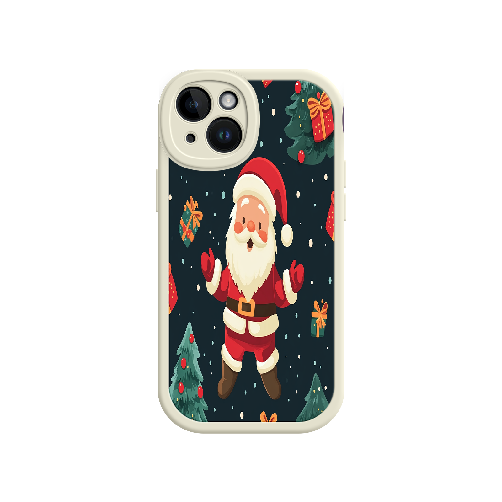 Festive Santa iPhone 17 Case – Christmas Holiday Design, Jolly Santa Claus, Gift Boxes & Trees