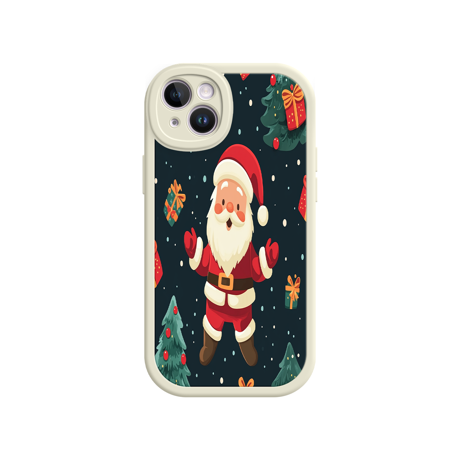 Festive Santa iPhone 17 Case – Christmas Holiday Design, Jolly Santa Claus, Gift Boxes & Trees