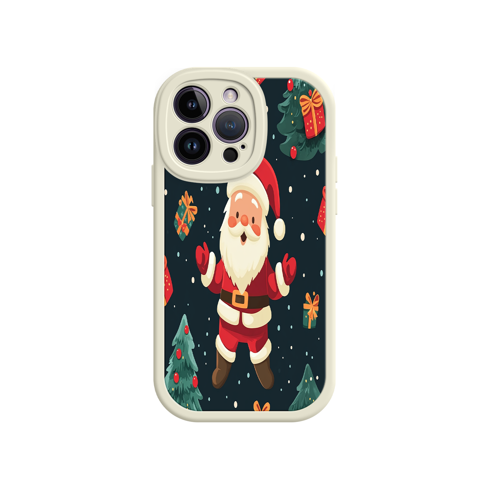 Festive Santa iPhone 17 Case – Christmas Holiday Design, Jolly Santa Claus, Gift Boxes & Trees