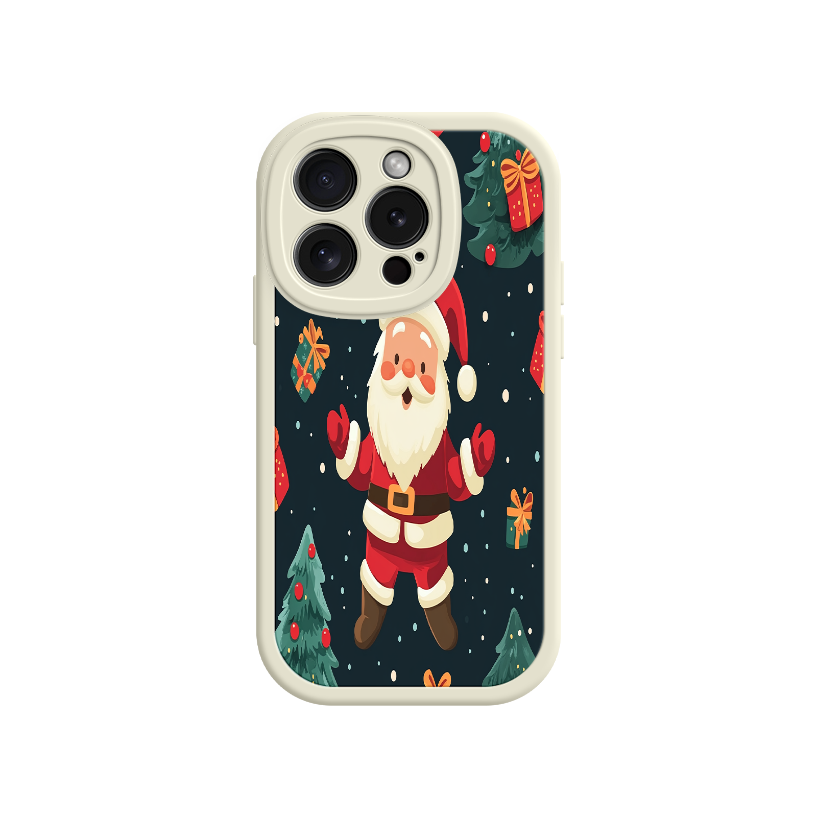 Festive Santa iPhone 17 Case – Christmas Holiday Design, Jolly Santa Claus, Gift Boxes & Trees