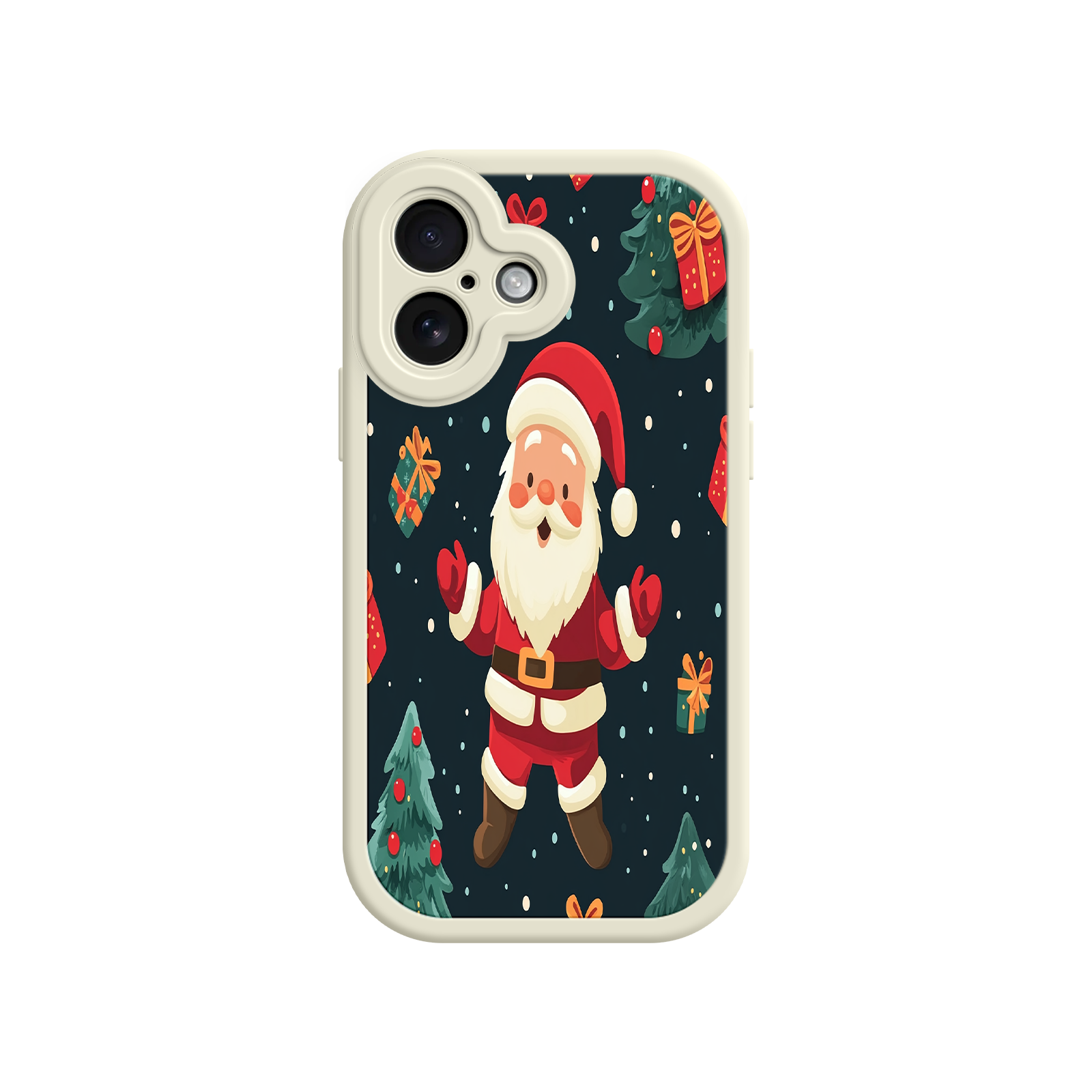 Festive Santa iPhone 17 Case – Christmas Holiday Design, Jolly Santa Claus, Gift Boxes & Trees