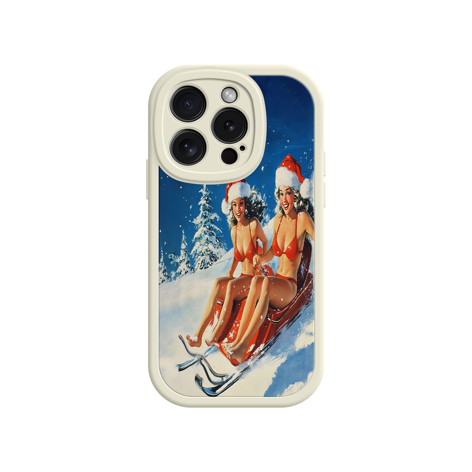 Santa Bikini Sled iPhone 17 Case – Funny Christmas Design, Sexy Holiday Vibes, Winter Wonderland Art