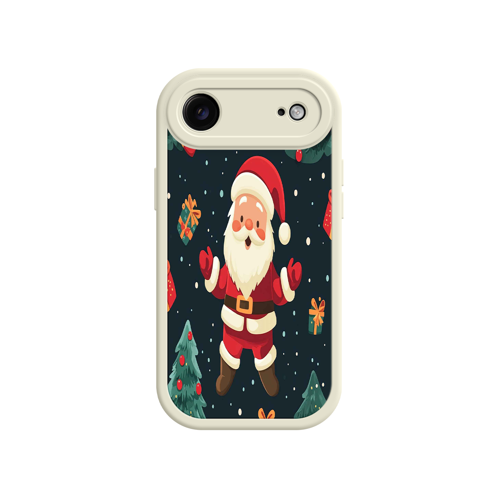 Festive Santa iPhone 17 Case – Christmas Holiday Design, Jolly Santa Claus, Gift Boxes & Trees