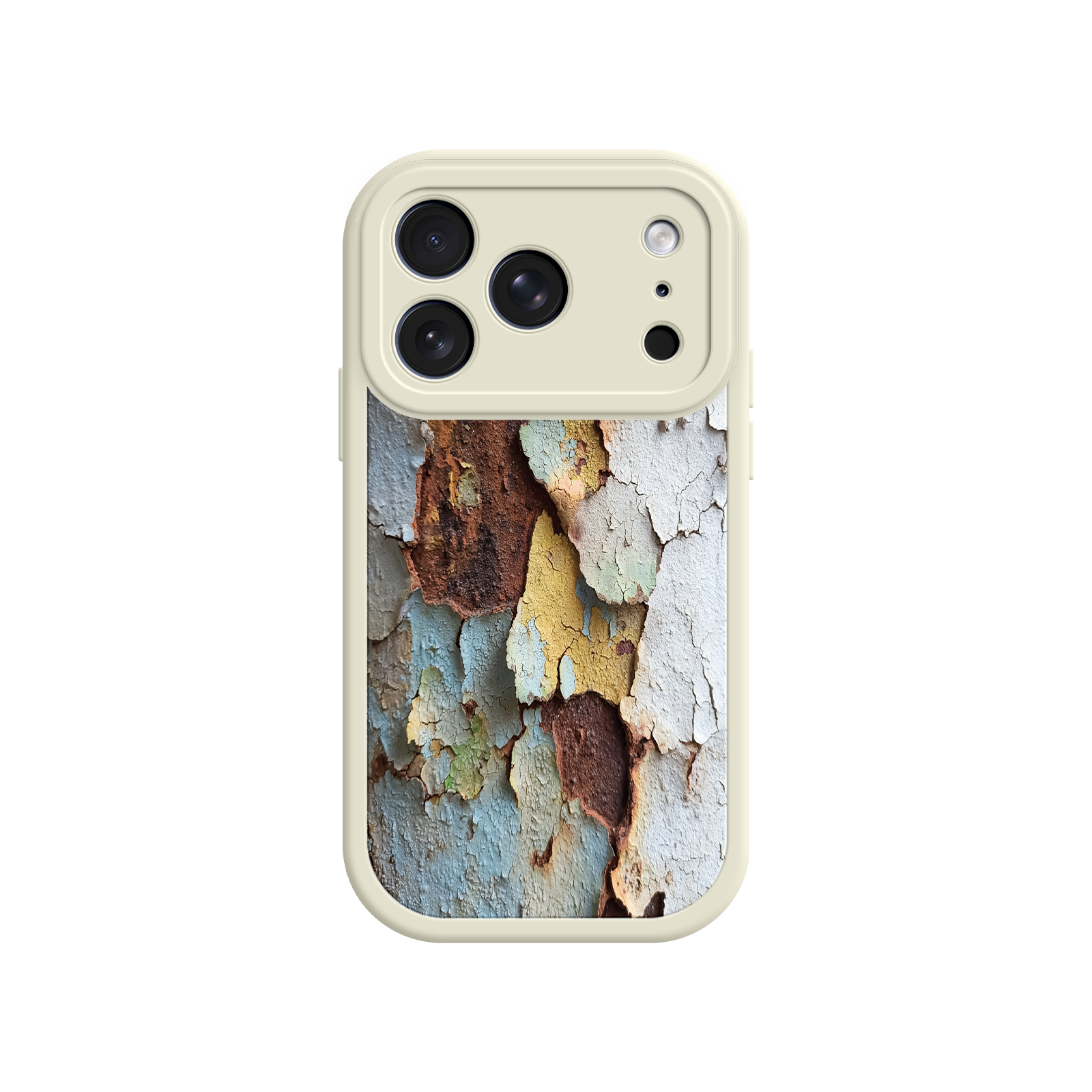 Textured phone case with layered paint design