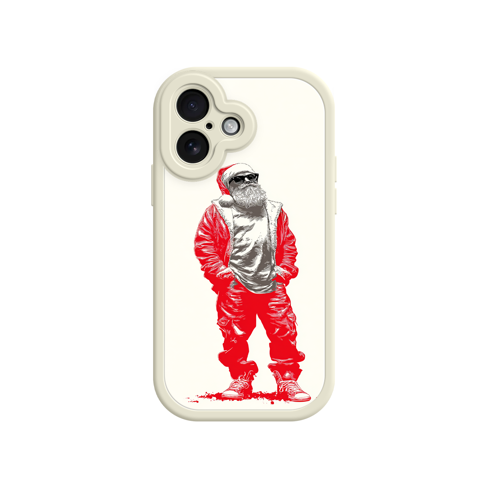 Santa phone case with minimalist red and white palette