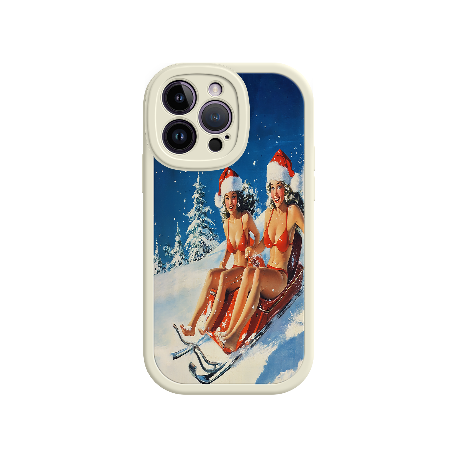 Santa Bikini Sled iPhone 17 Case – Funny Christmas Design, Sexy Holiday Vibes, Winter Wonderland Art