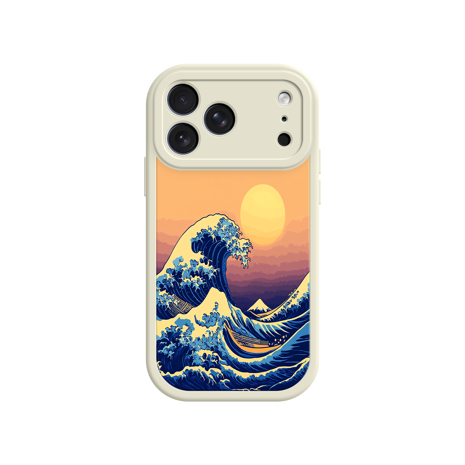 Great Wave Sunset iPhone Case – Japanese Art with Ocean & Mountain Design