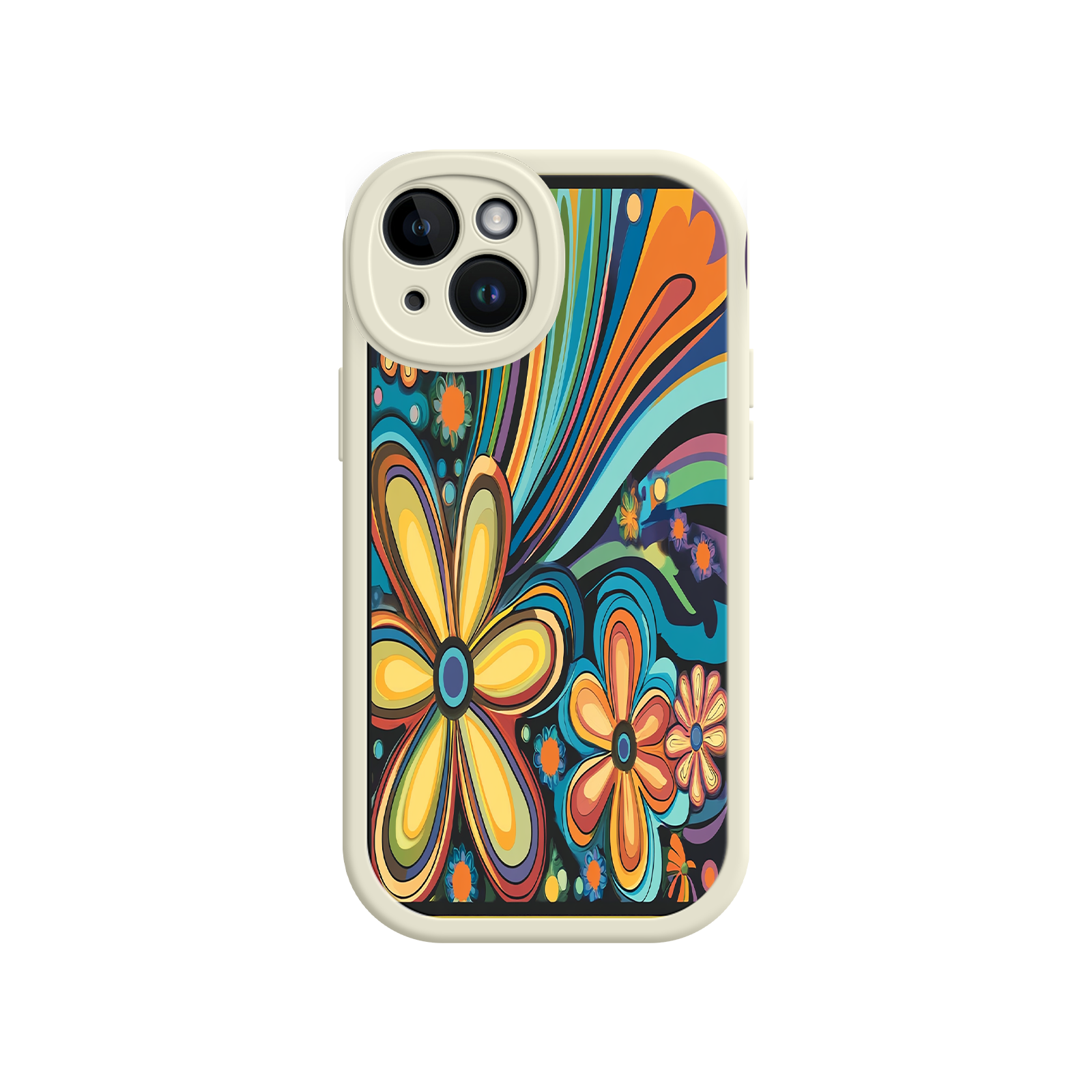 Psychedelic Floral iPhone 17 Case – Hippie Flower Power Design, 60s 70s Retro Vibes, Groovy Swirls