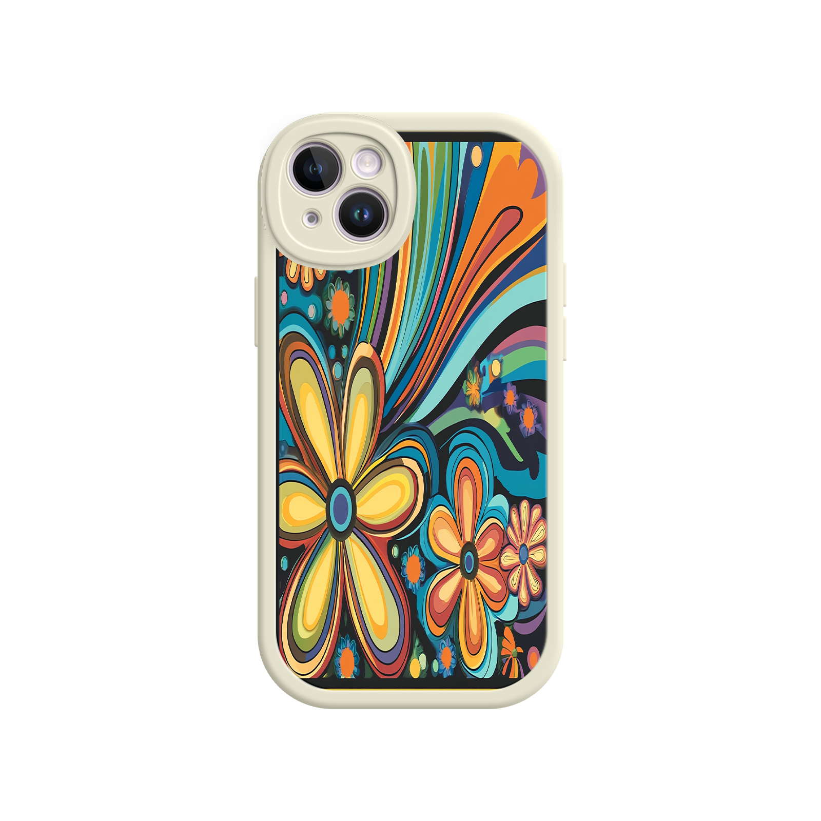 Psychedelic Floral iPhone 17 Case – Hippie Flower Power Design, 60s 70s Retro Vibes, Groovy Swirls