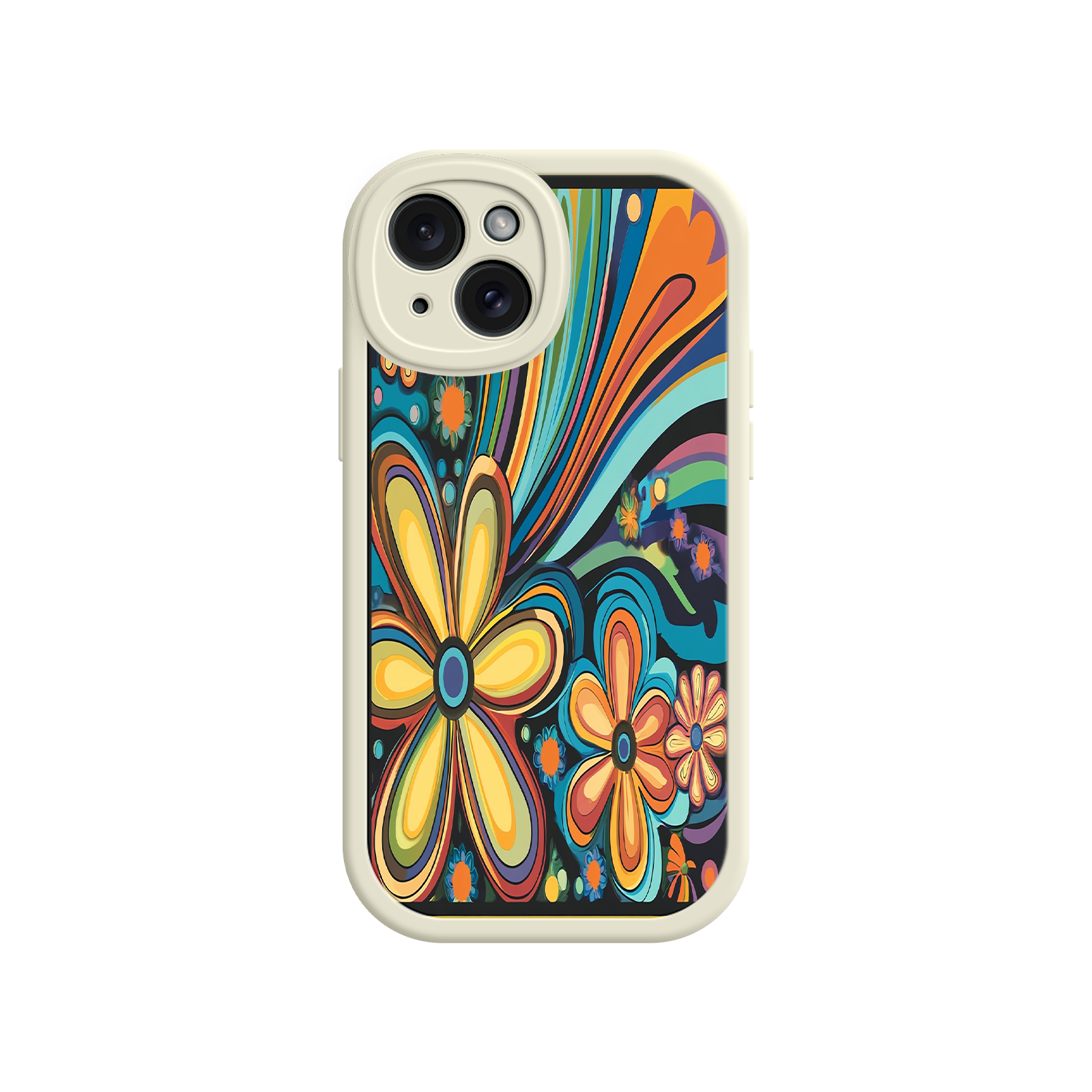 Psychedelic Floral iPhone 17 Case – Hippie Flower Power Design, 60s 70s Retro Vibes, Groovy Swirls