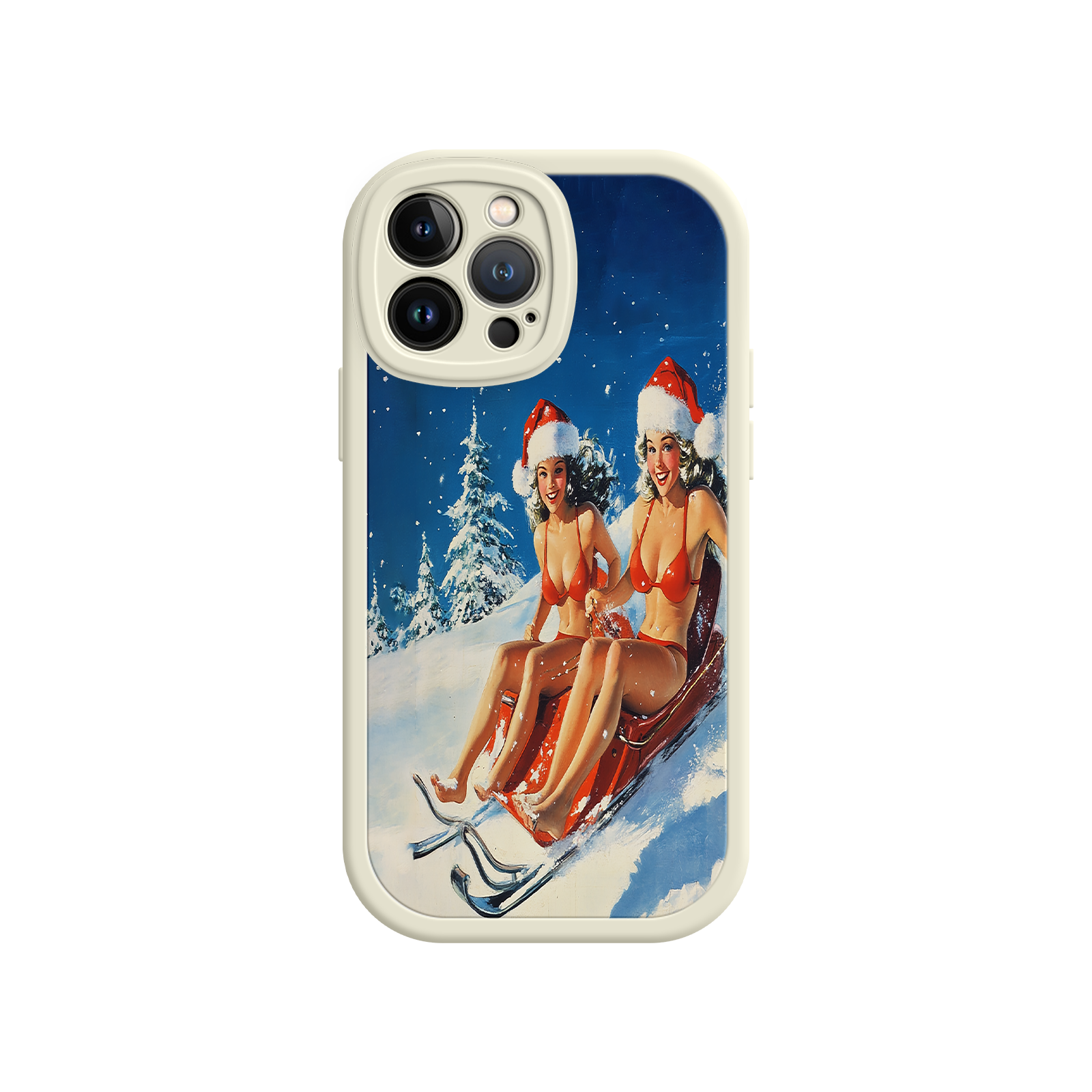 Santa Bikini Sled iPhone 17 Case – Funny Christmas Design, Sexy Holiday Vibes, Winter Wonderland Art