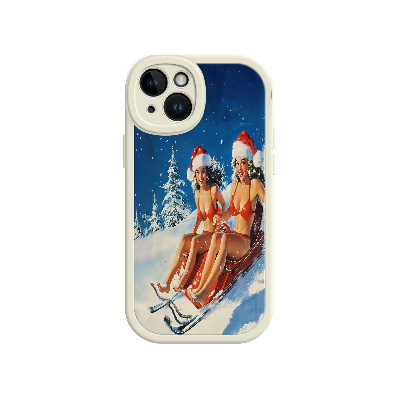 Santa Bikini Sled iPhone 17 Case – Funny Christmas Design, Sexy Holiday Vibes, Winter Wonderland Art