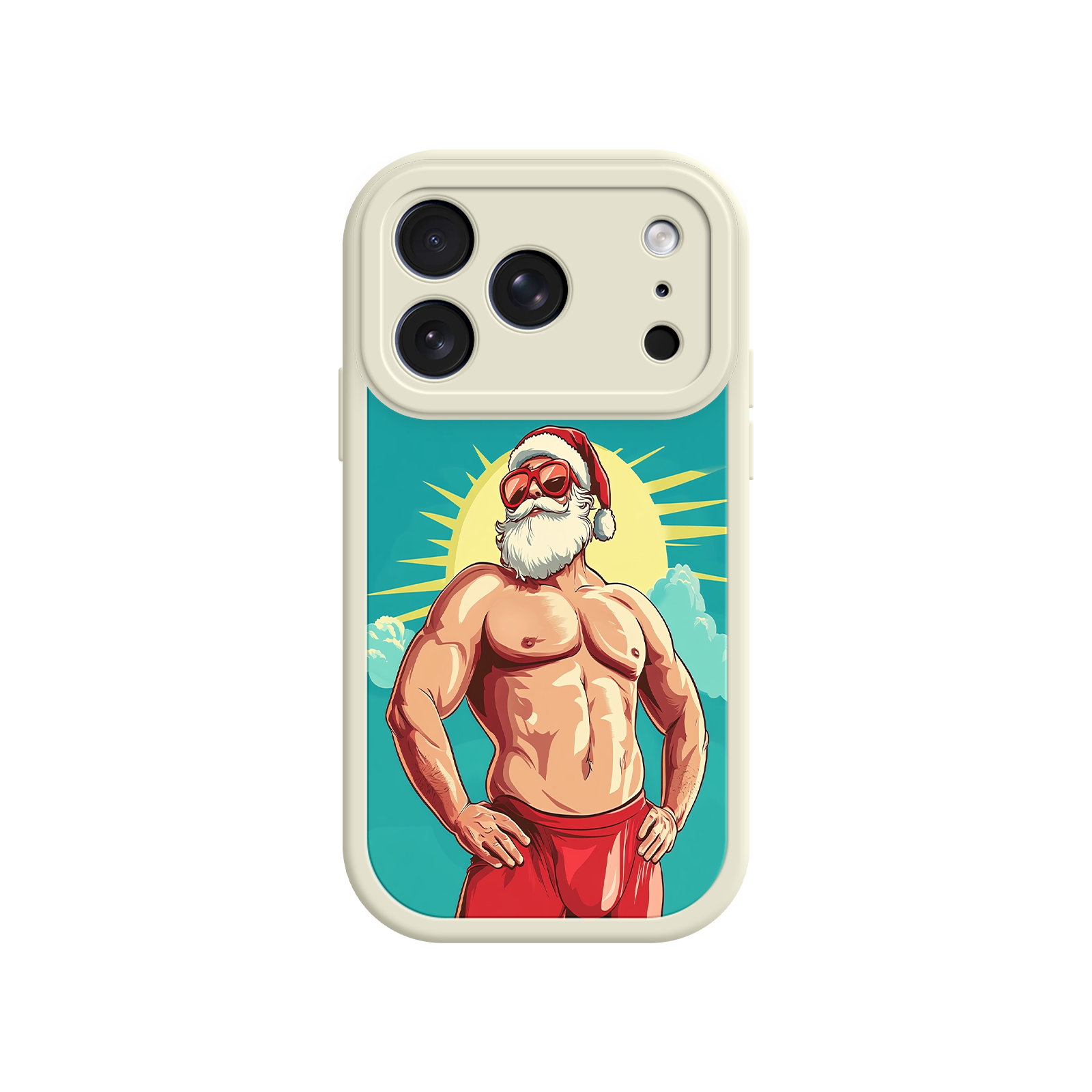 Funny holiday iPhone case with ripped Santa
