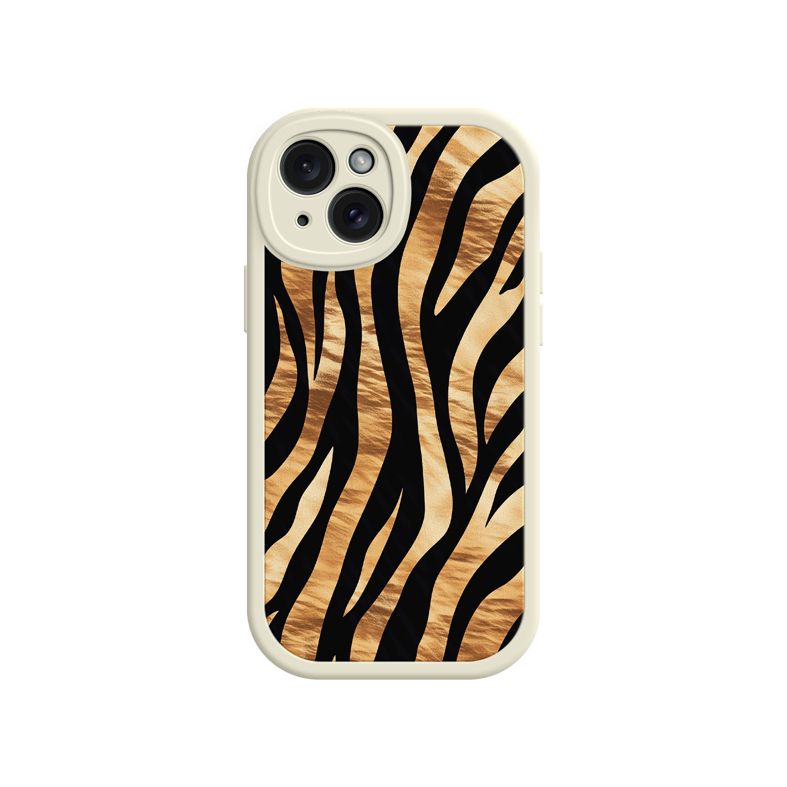 Tiger Stripe iPhone Case – Bold Animal Print with Olive Green Frame