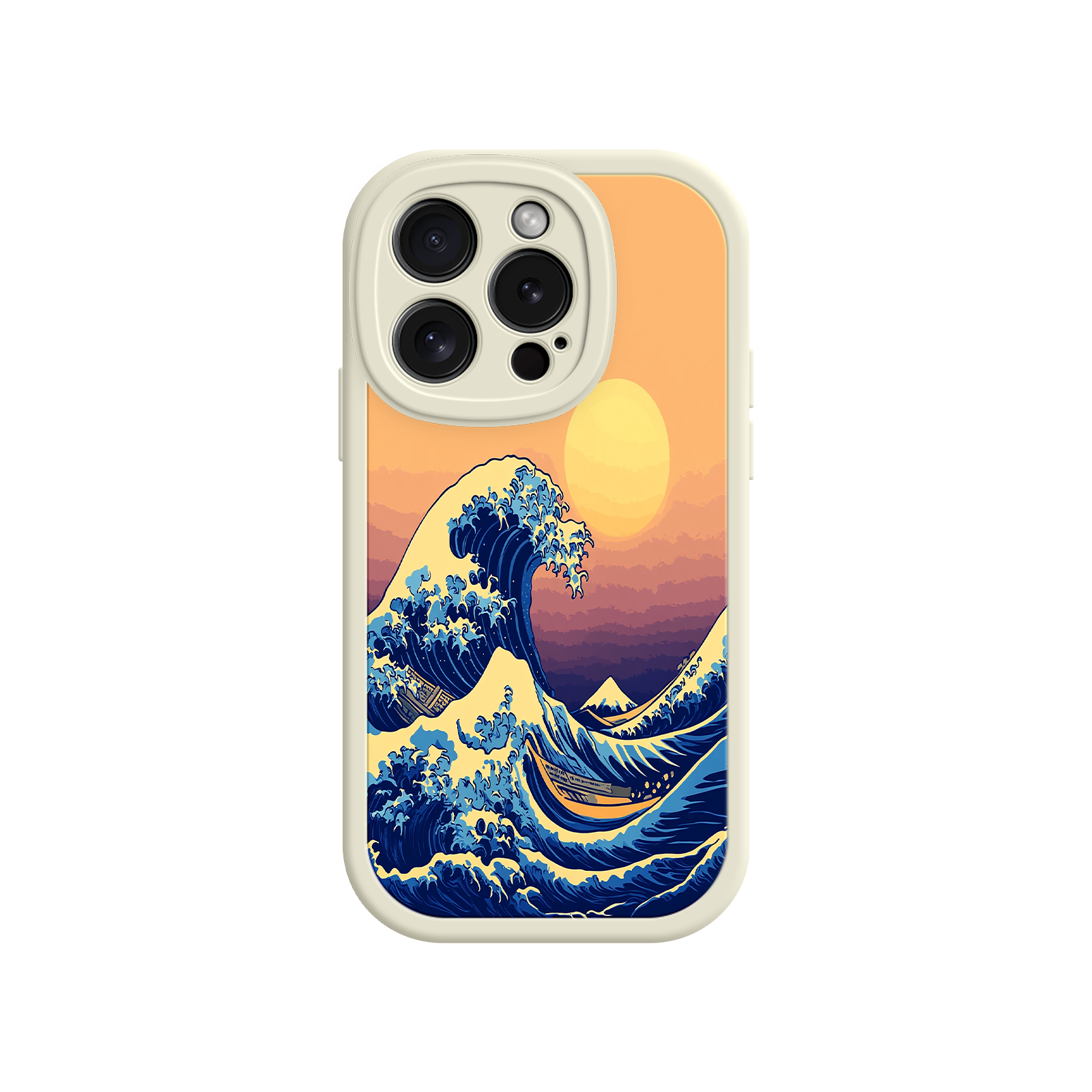 Great Wave Sunset iPhone Case – Japanese Art with Ocean & Mountain Design