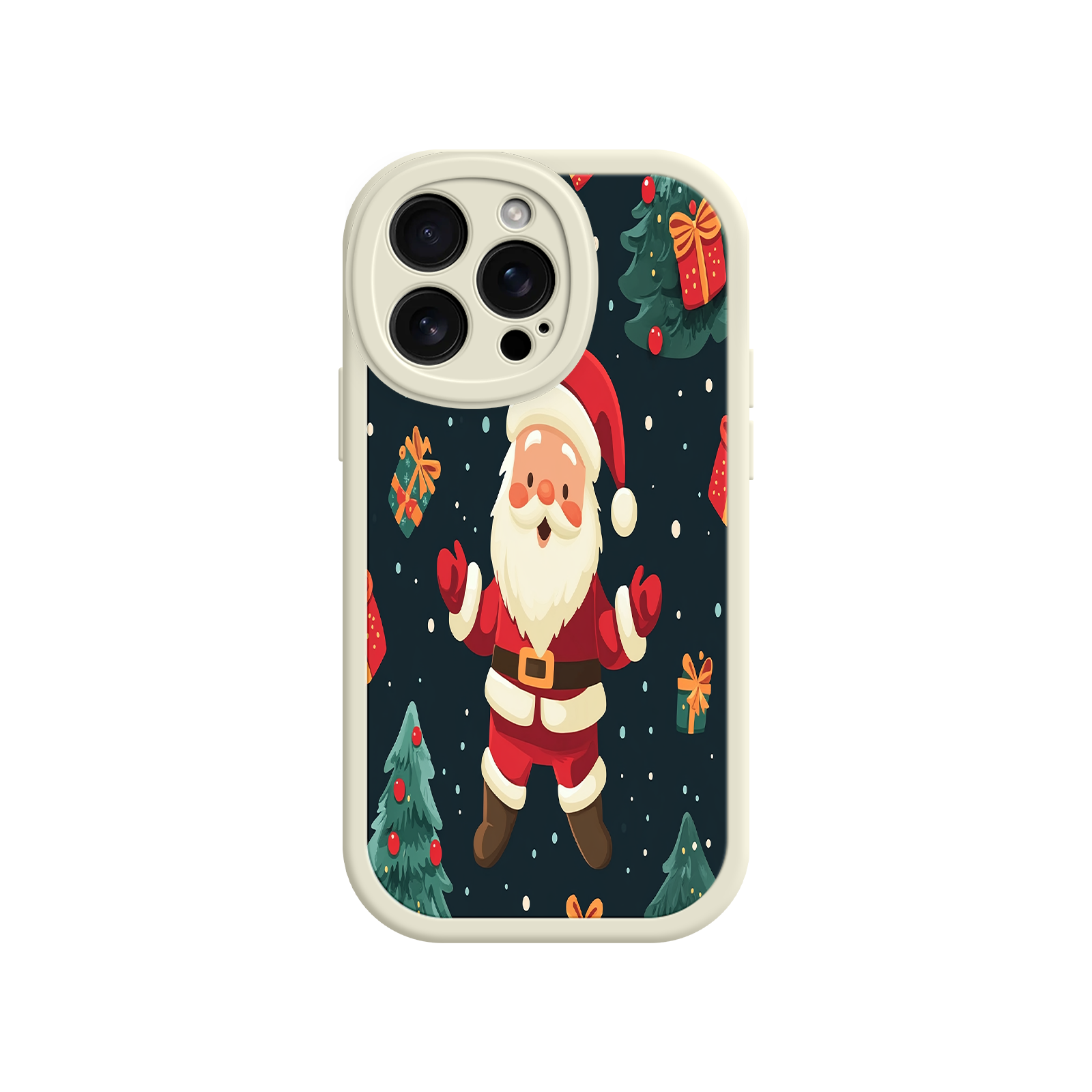 Festive Santa iPhone 17 Case – Christmas Holiday Design, Jolly Santa Claus, Gift Boxes & Trees