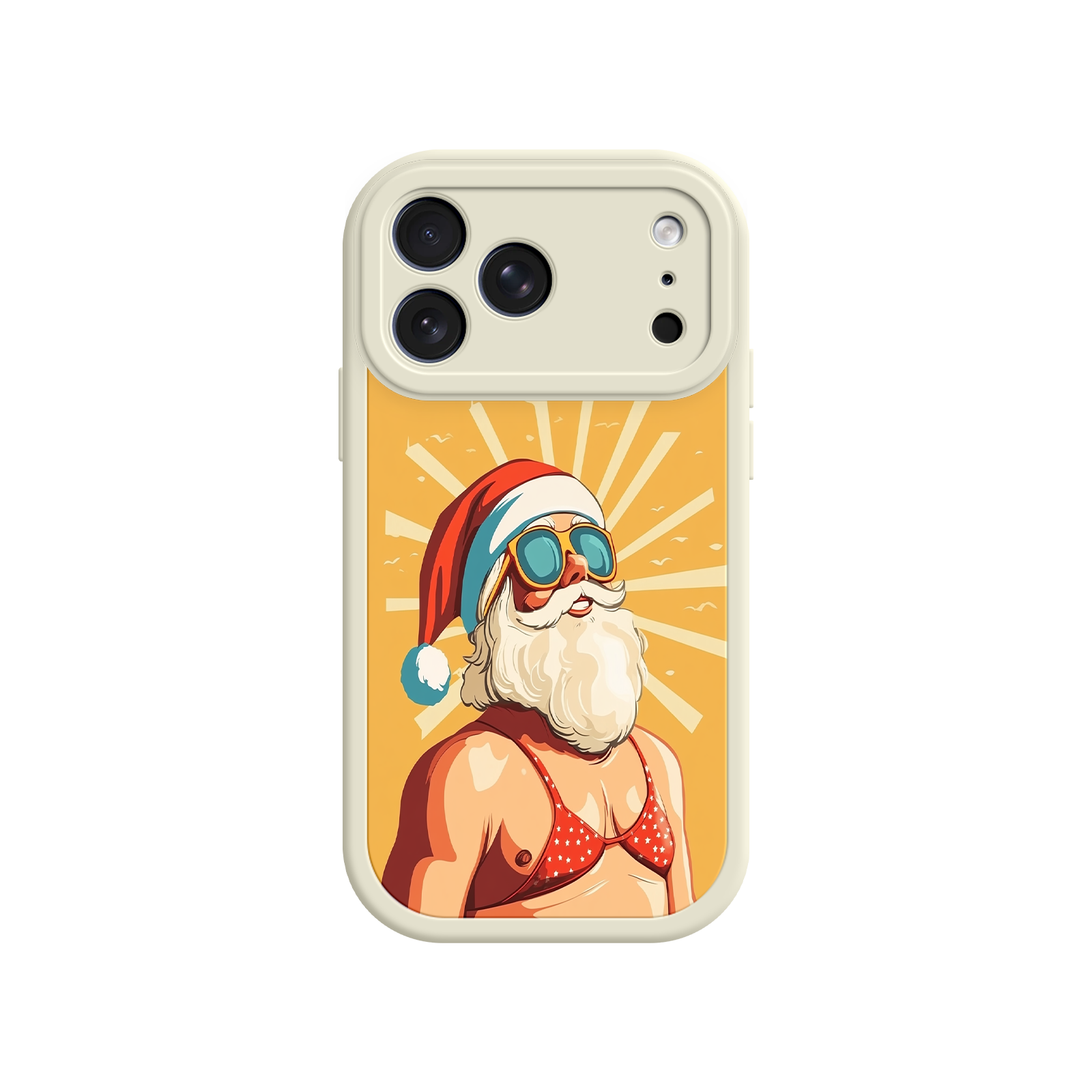 Santa in swimsuit phone case for holiday beach vibes