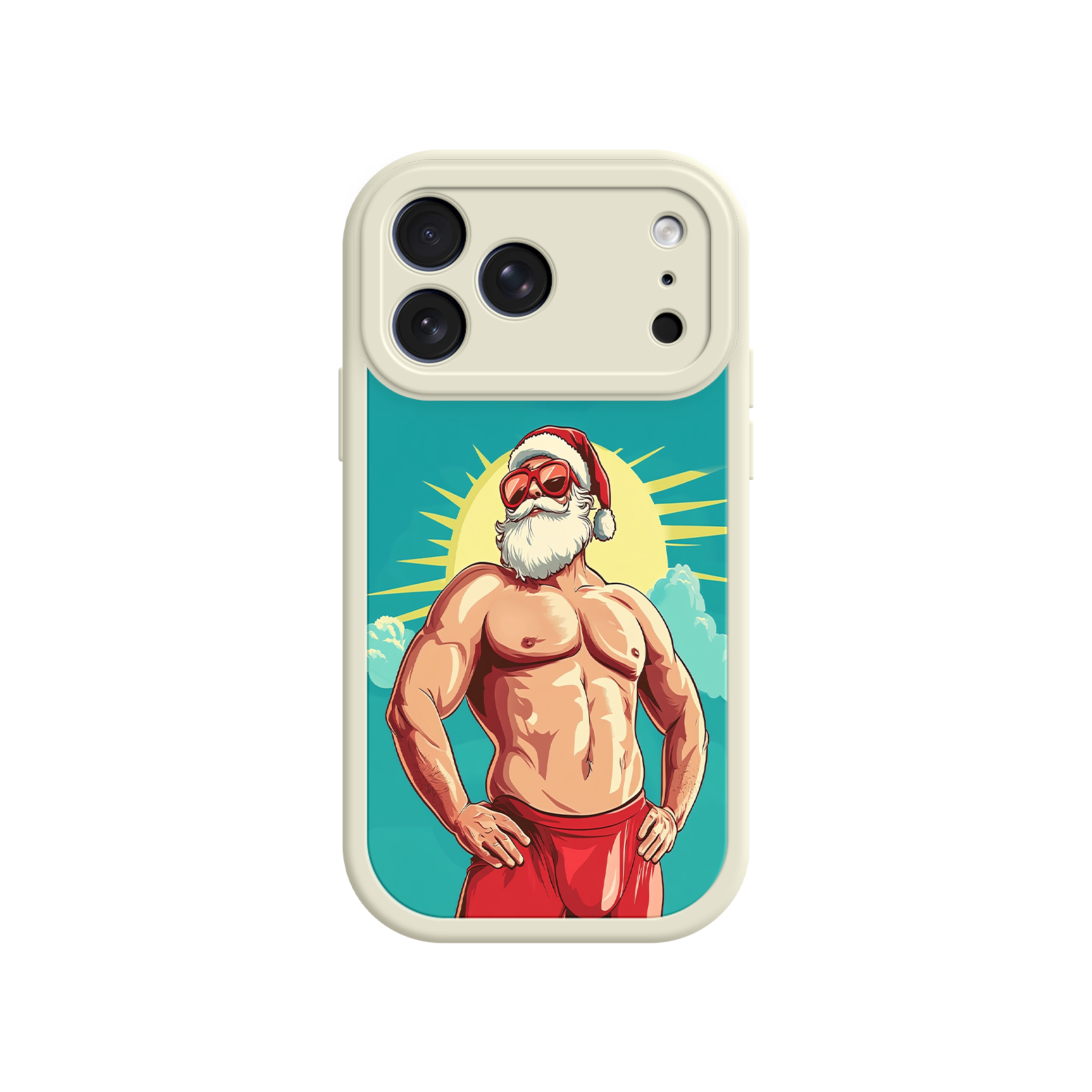 Cartoon Santa Claus phone case with sunglasses and abs
