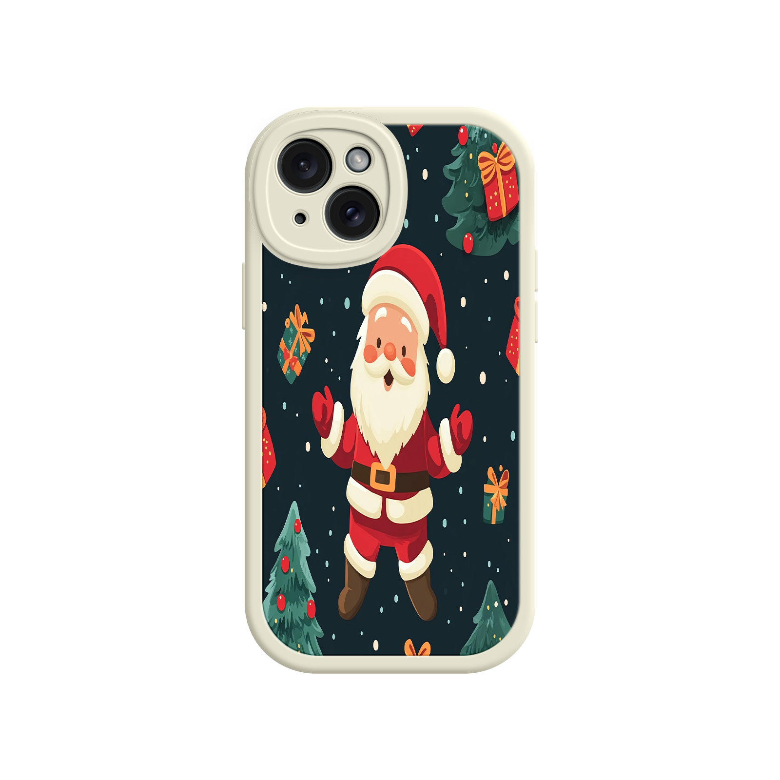 Festive Santa iPhone 17 Case – Christmas Holiday Design, Jolly Santa Claus, Gift Boxes & Trees