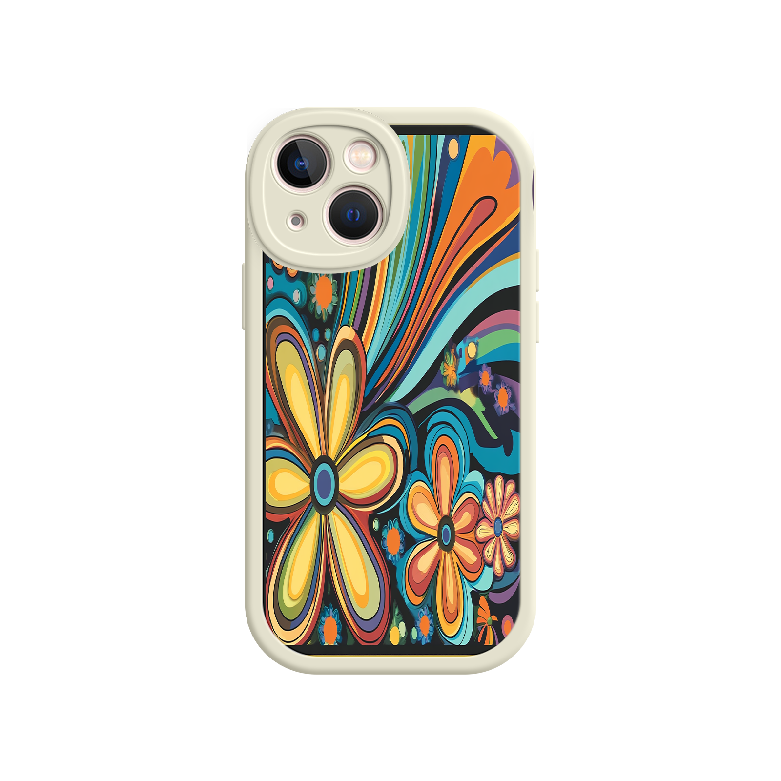 Psychedelic Floral iPhone 17 Case – Hippie Flower Power Design, 60s 70s Retro Vibes, Groovy Swirls