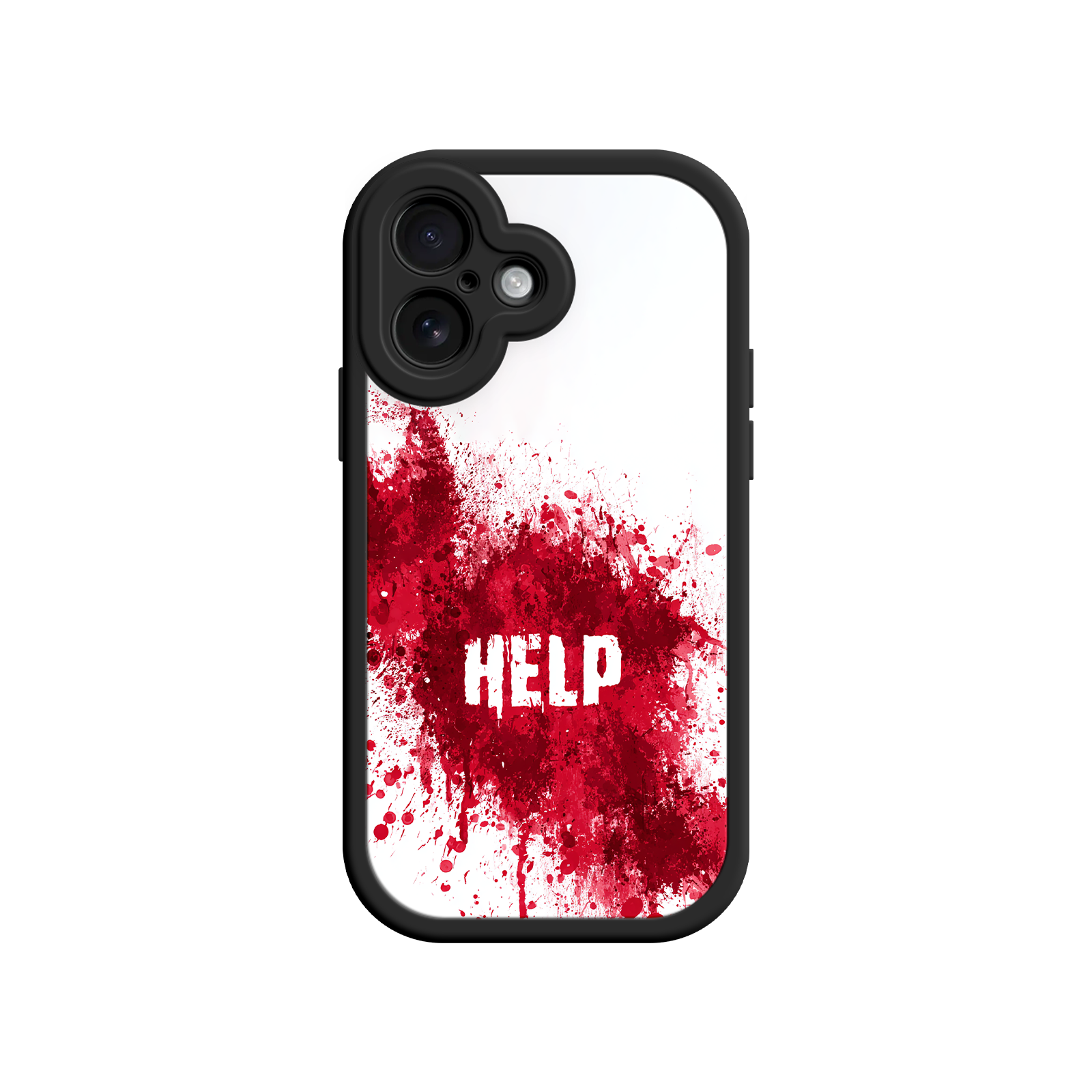 iPhone case with blood splatter and white distress text