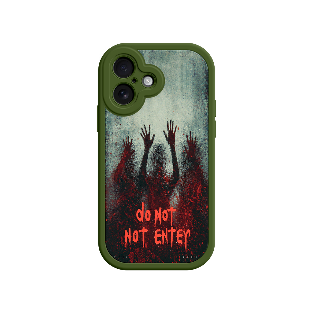 Horror-themed phone case with shadowy hands