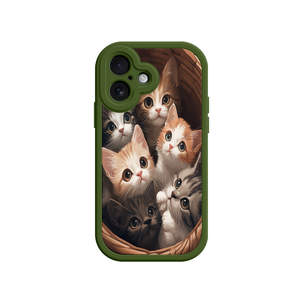Cute phone case with kittens looking upward