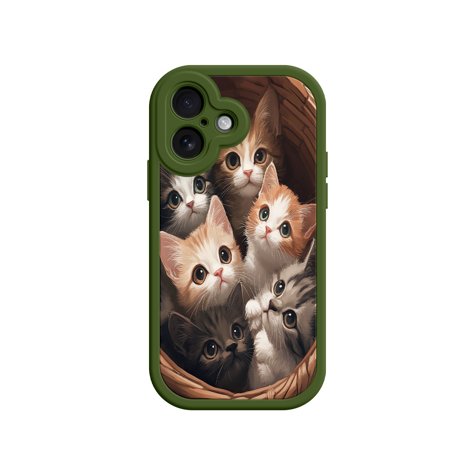 Cute phone case with kittens looking upward