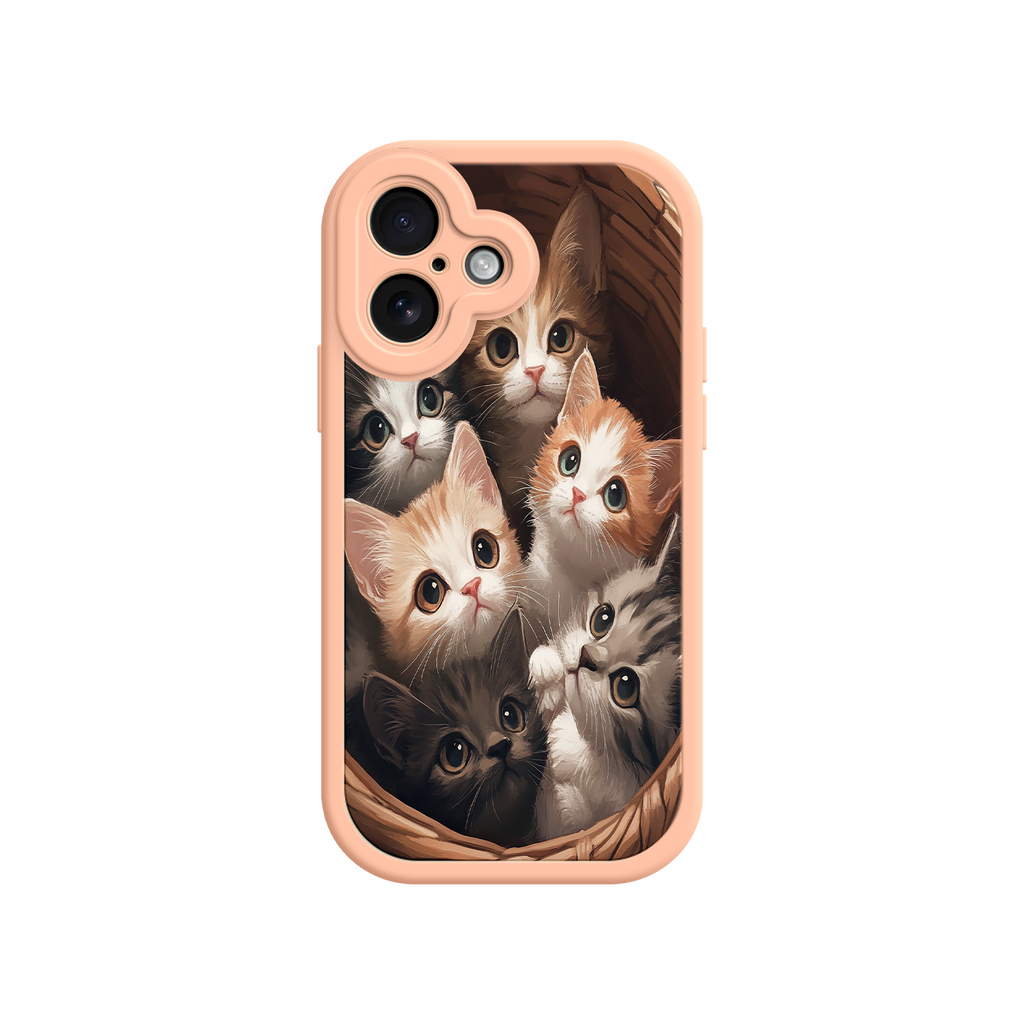 Decorative phone case with cuddly cat group