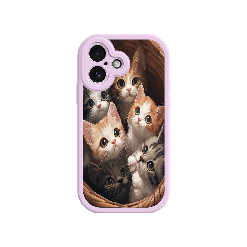Cat phone case with soft fur and warm tones