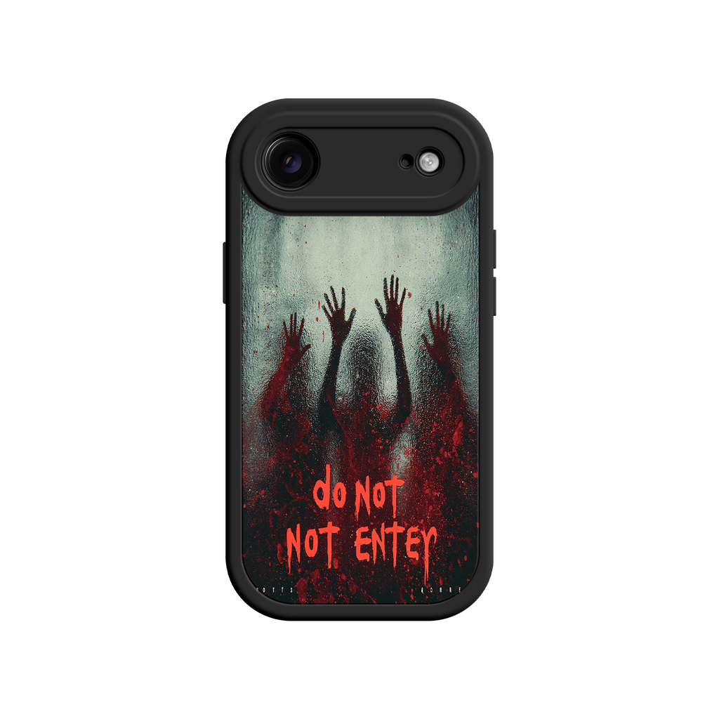 Thriller phone case with “DO NOT NOT ENTER” graphic