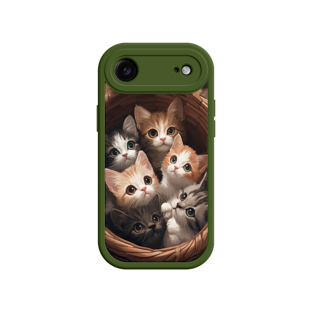 Artistic phone case with realistic kitten faces