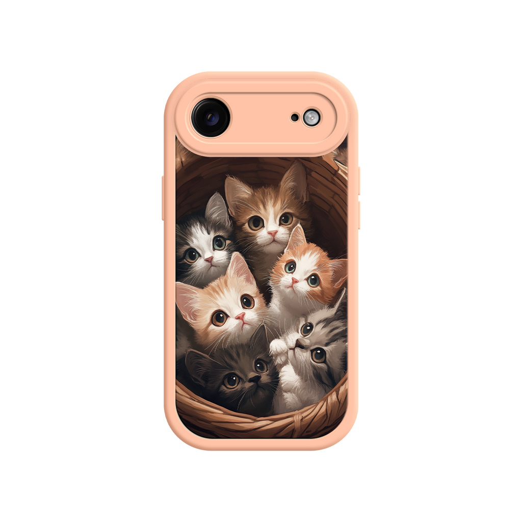 iPhone case with cute basket of kittens