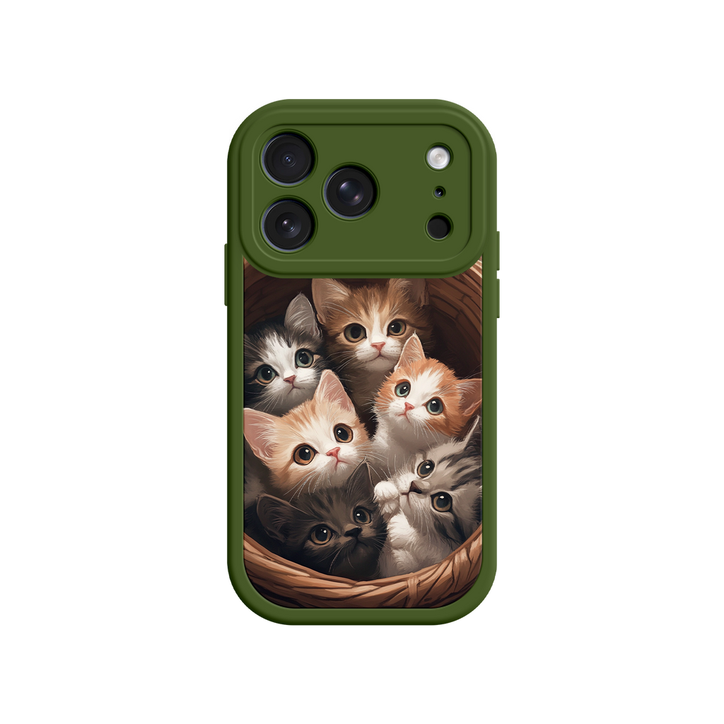 Animal print iPhone case with realistic kittens