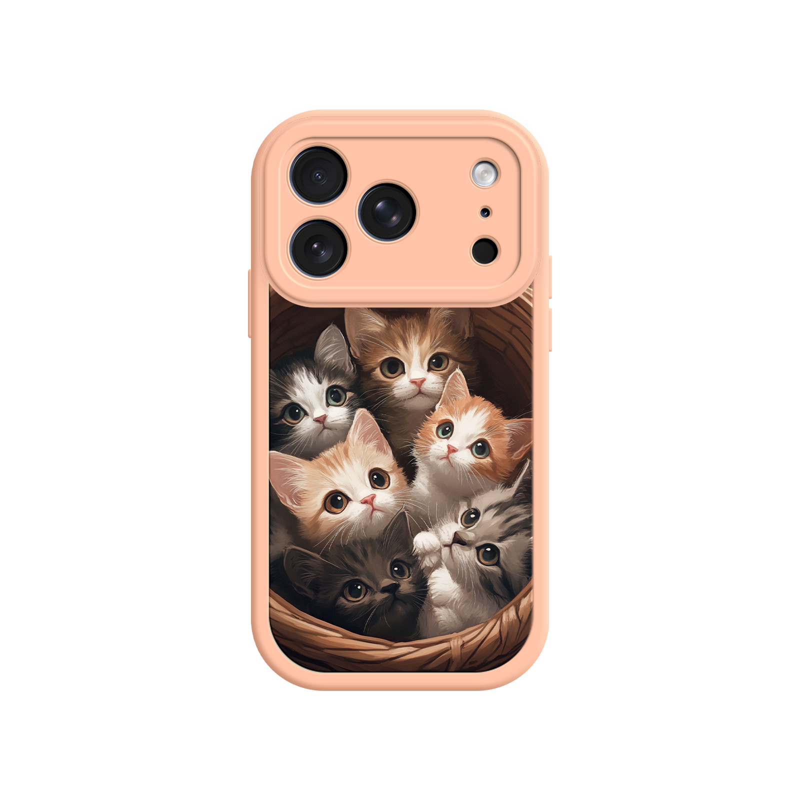 Cute animal phone case with tabby and black kittens