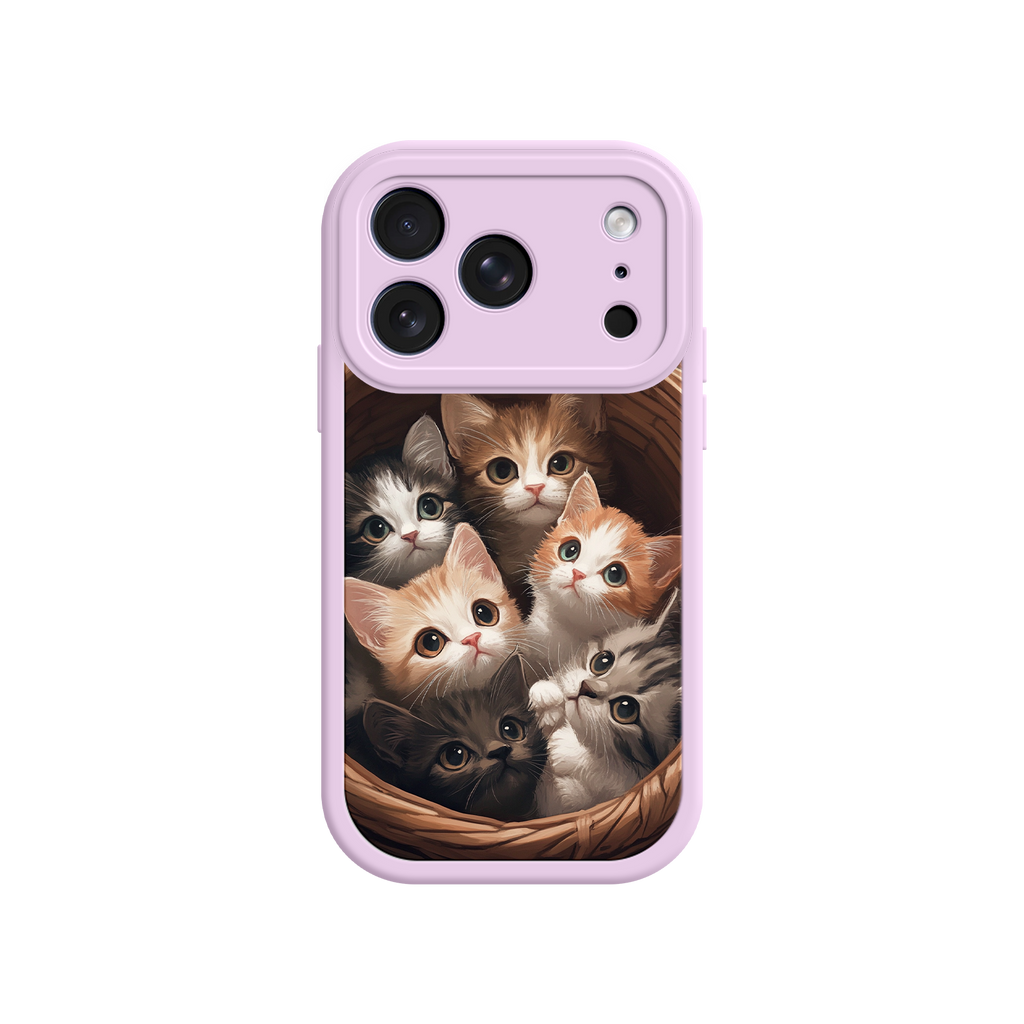Cozy iPhone case with snuggly kitten group