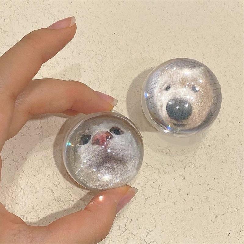 3D Crystal Ball Cat PopSockets phone PopGrip, adjustable cellphone stand, retractable smartphone holder, phone mount support, Folding Kickstand, handheld accessories