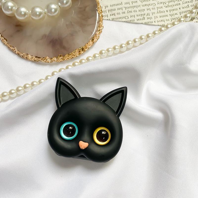 3D Cat Makeup Mirror PopSockets Glitter phone PopGrip, adjustable cellphone stand, retractable smartphone holder, phone mount support, Folding Kickstand, handheld accessories