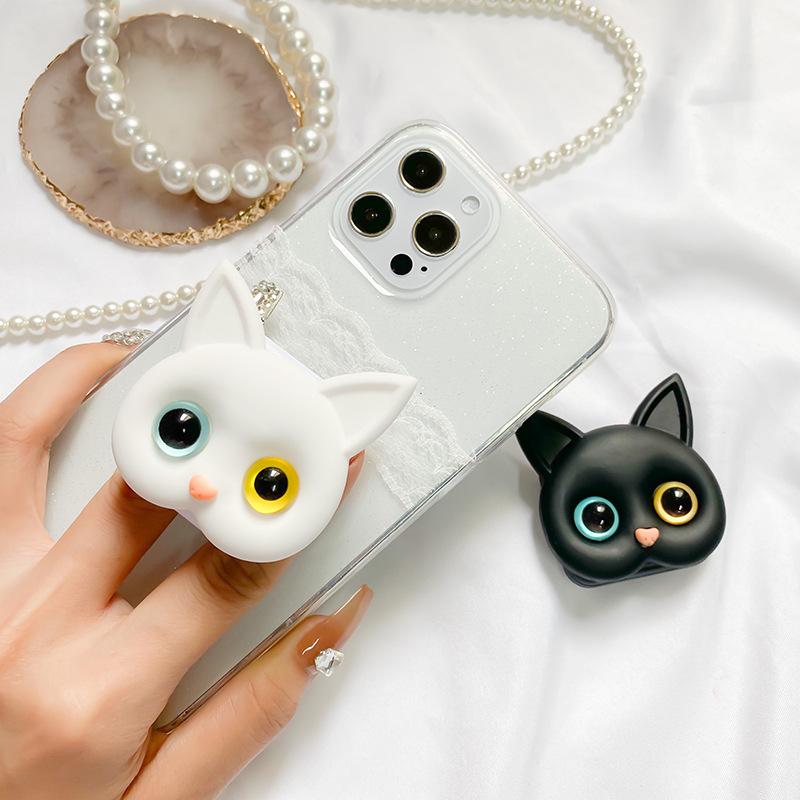 3D Cat Makeup Mirror PopSockets Glitter phone PopGrip, adjustable cellphone stand, retractable smartphone holder, phone mount support, Folding Kickstand, handheld accessories