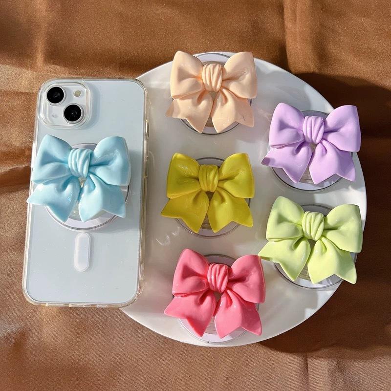 3D Ribbon Bow PopSockets phone PopGrip, Desktop Bracket, adjustable cellphone stand, retractable smartphone holder, phone mount support, Folding Kickstand, handheld accessories