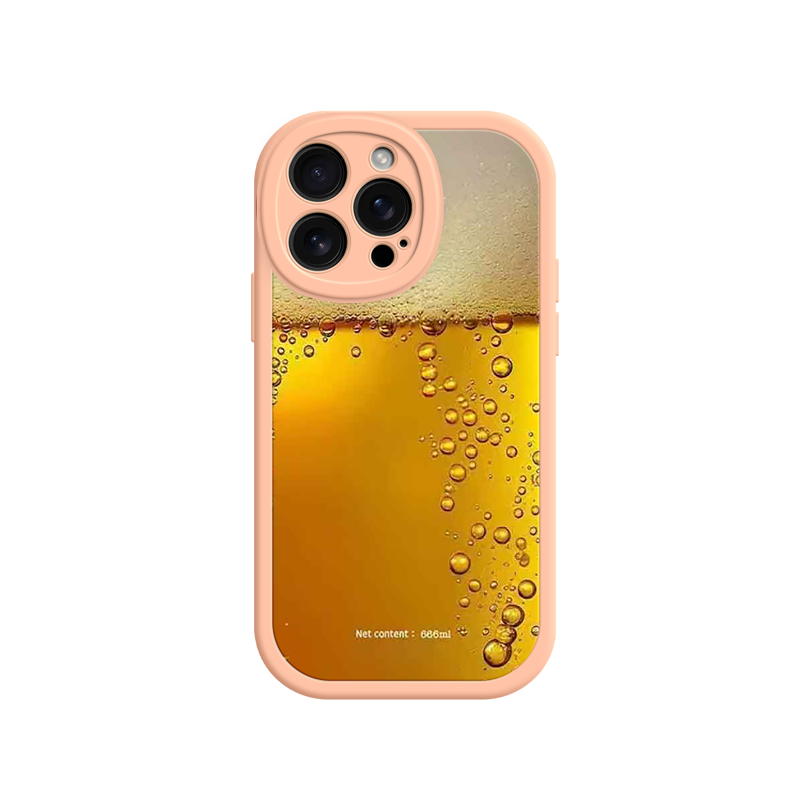 Slim-fit beer phone case with golden bubbles