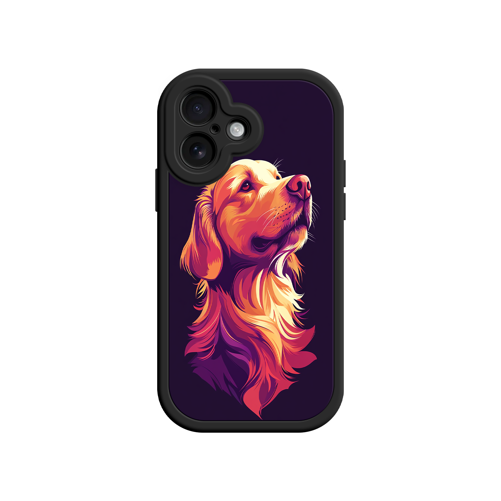 Pop art Golden Retriever phone case with warm hues